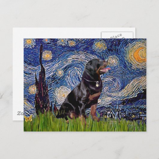 Starry Night - Rottweiler (#6) Postkarte (Vorne/Hinten)