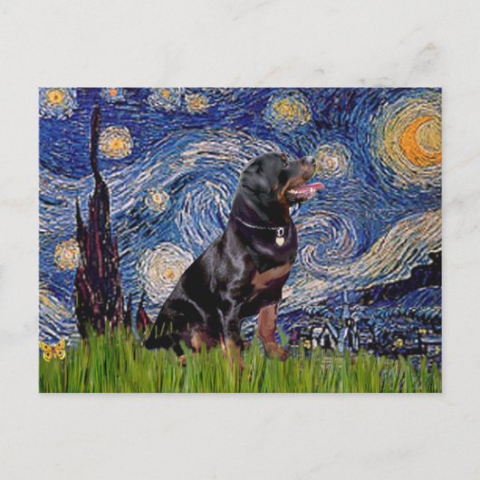 Starry Night - Rottweiler (#6) Postkarte (Vorderseite)
