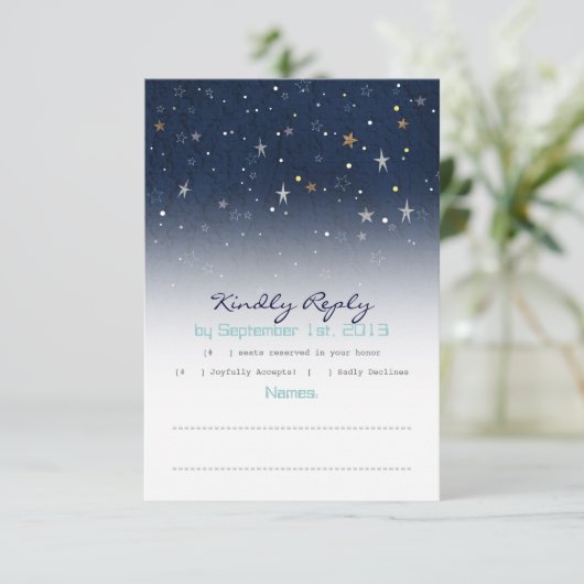 Starry Night RSVP Karte (Stehend Vorderseite)