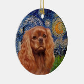 Starry Night - Ruby Cavalier King Charles Keramikornament (Rechts)
