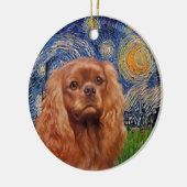 Starry Night - Ruby Cavalier King Charles Keramikornament (Links)
