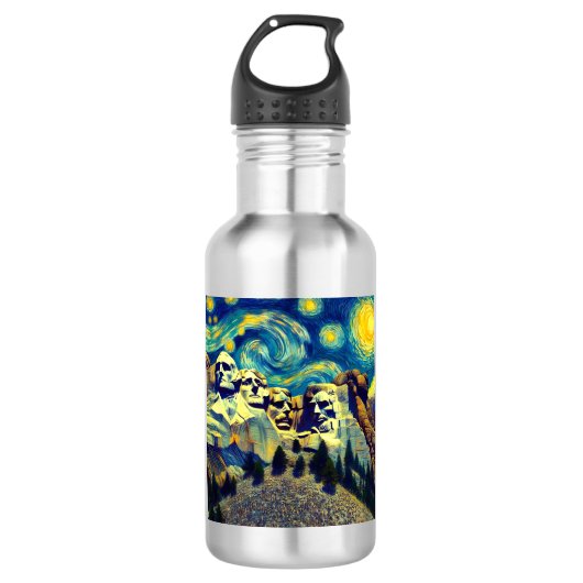 Starry Night Rushmore South Dakota Edelstahlflasche (Vorderseite)