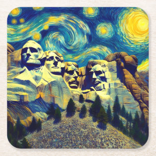 Starry Night Rushmore South Dakota Rechteckiger Pappuntersetzer