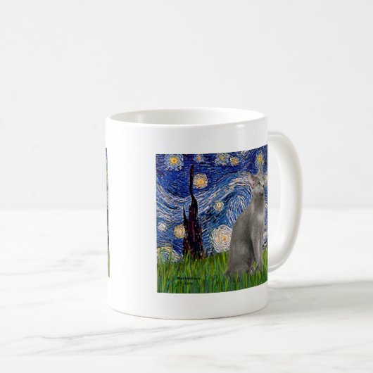 Starry Night - Russische Blaue Katze Kaffeetasse (VorderseiteRechts)