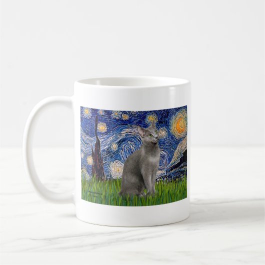 Starry Night - Russische Blaue Katze Kaffeetasse (Links)