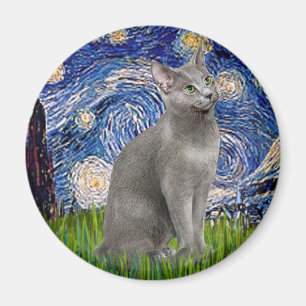 Starry Night - Russische Blaue Katze Magnet