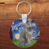 Starry Night - Russische Blaue Katze Schlüsselanhänger (Vorderseite)