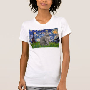 Starry Night - Russische Blaue Katze T-Shirt