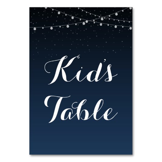 Starry Night Rustic Wedding Kids Table Sign Tischnummer (Rückseite)