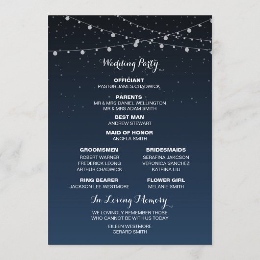 Starry Night Rustic Wedding Program Programm (Rückseite)
