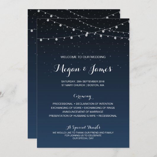 Starry Night Rustic Wedding Program Programm (Vorne/Hinten)