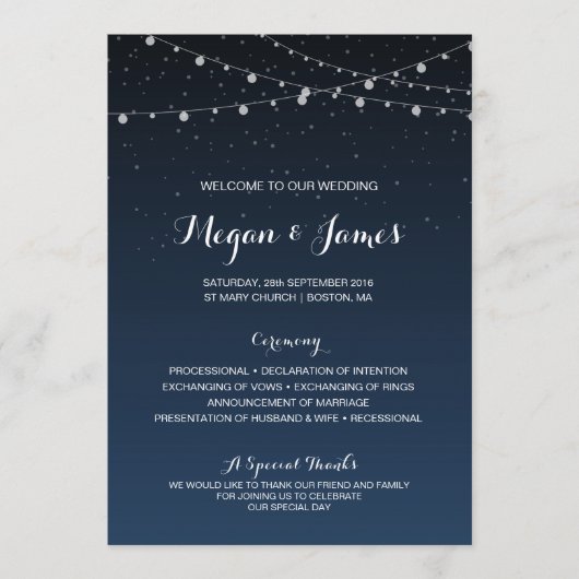 Starry Night Rustic Wedding Program Programm (Vorderseite)