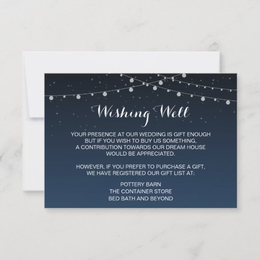 Starry Night Rustic Wedding Registrierungskarte RSVP Karte (Vorderseite)