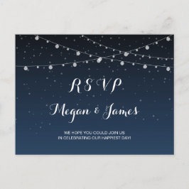 Starry Night Rustic Wedding RSVP Postcard Einladungspostkarte
