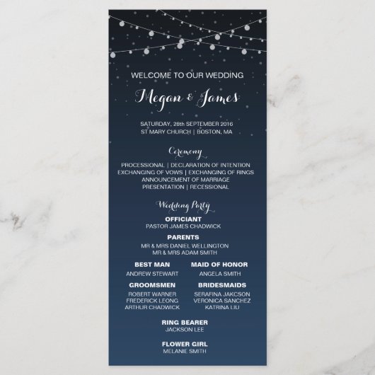 Starry Night Rustic Wedeline Programm (Vorderseite)