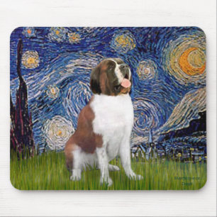 Starry Night - Saint Bernard Mousepad