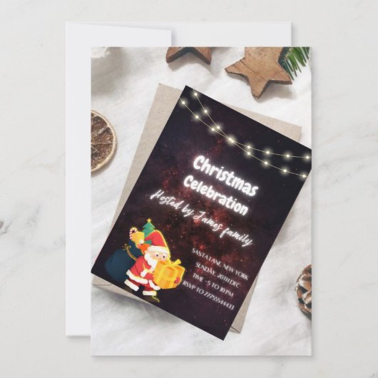 Starry Night Santa Theme - Weihnachts-Party Save The Date (Vorderseite)