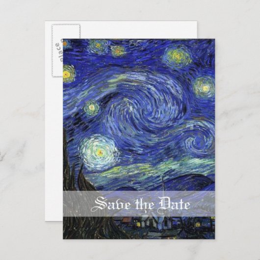 Starry Night, Save the Date Ankündigungspostkarte (Vorne/Hinten)