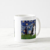 Starry Night - Schwarze und Weiße Katze Kaffeetasse (VorderseiteRechts)