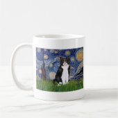 Starry Night - Schwarze und Weiße Katze Kaffeetasse (Links)