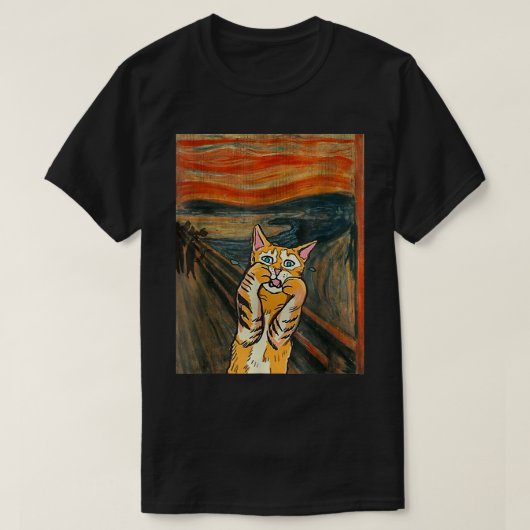 Starry Night Scream Cat Art Parody van Gogh Funny T-Shirt (Design vorne)
