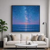 Starry Night Seascape - Pastel Painting Style Poster