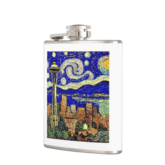 Starry Night Seattle Washington Flachmann (Links)