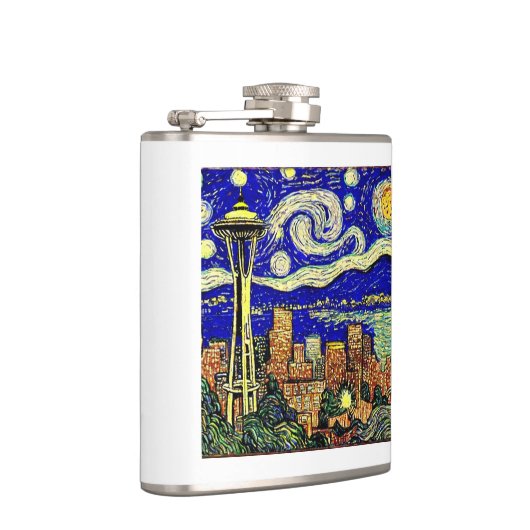 Starry Night Seattle Washington Flachmann (Rechts)