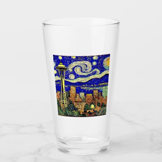 Starry Night Seattle Washington Glas (Vorderseite)