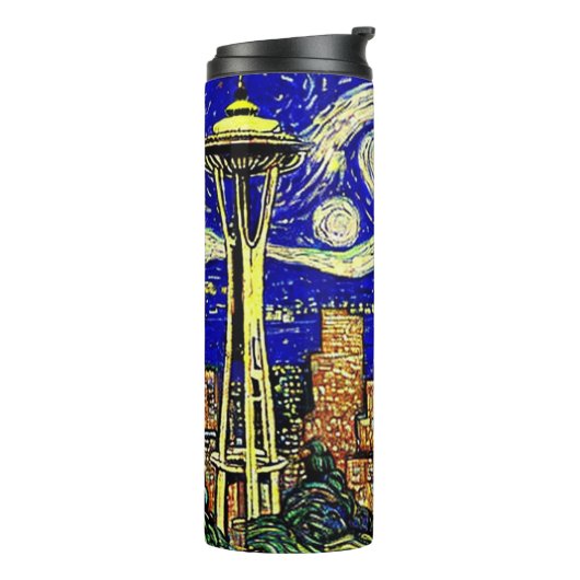 Starry Night Seattle Washington Thermosbecher (Nach links gedreht)