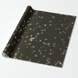 Starry Night Sepia Brown Forest Gold Confetti Geschenkpapier