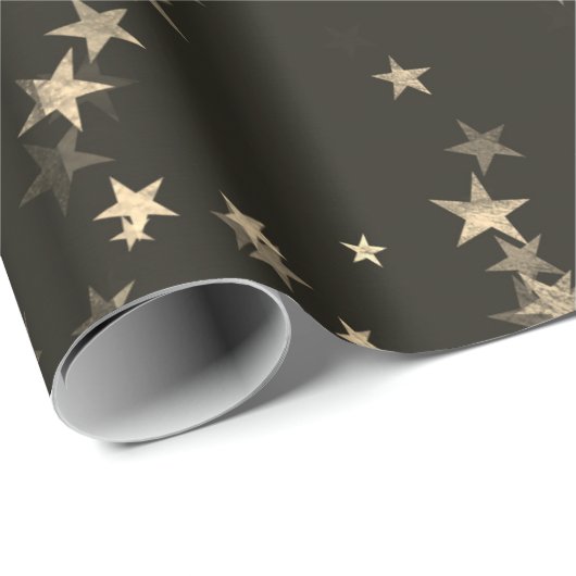 Starry Night Sepia Brown Forest Gold Confetti Geschenkpapier (Rolleneckpunkt)