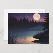 Starry Night Serenity Lakeside Glow Postkarte (Vorne/Hinten)