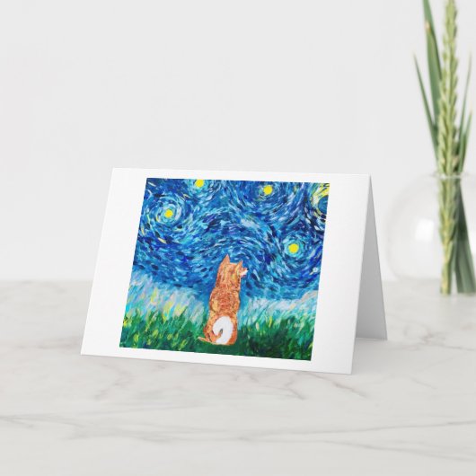 Starry Night Shiba Inu Card<Blank Inside> Ankündigung (Vorderseite)