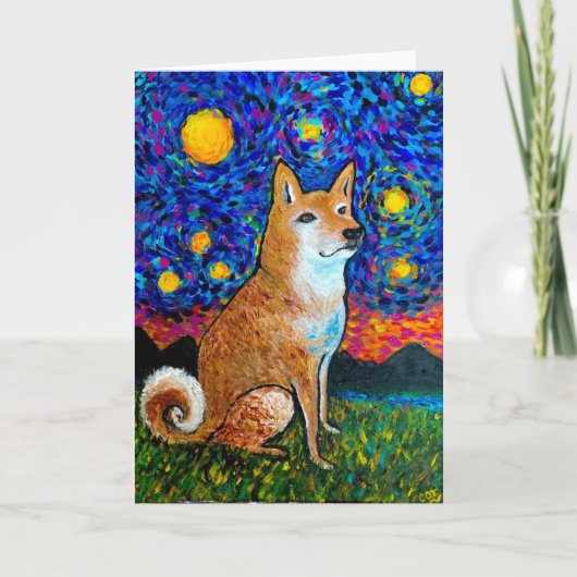 Starry Night Shiba Inu Card<Blank Inside> Einladung (Vorderseite)