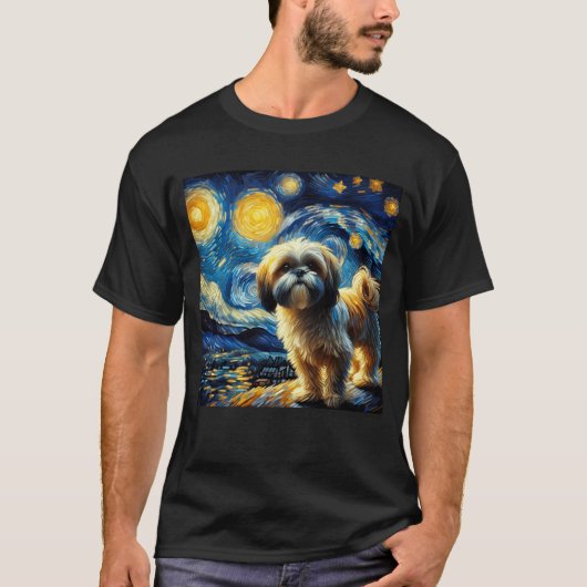 Starry Night Shih Tzu Dog Van Gogh Lover T-Shirt (Vorderseite)