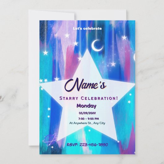 Starry Night Shooting Star Einladung (Vorderseite)