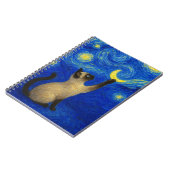 Starry Night Siamese Cat Moon Notizblock (Linke Seite)