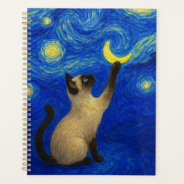 Starry Night Siamese Cat Moon  Planer