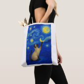 Starry Night Siamese Cat Moon Tasche (Von Nahem)