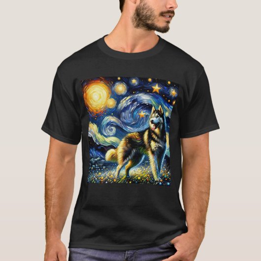 Starry Night Siberian Husky Dog Van Gogh Lover T-Shirt (Vorderseite)