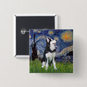 Starry Night - Sibirischer Husky #1 Button (Vorne & Hinten)