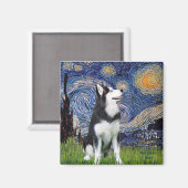 Starry Night - Sibirischer Husky #1 Magnet (Vorderseite/Rückseite)