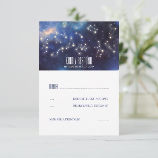 Starry Night Signs Wedding RSVP (Stehend Vorderseite)