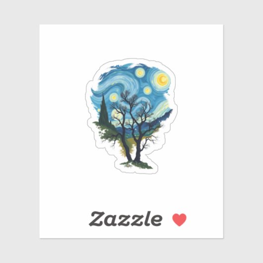 Starry Night Silhouette Aufkleber (Blatt)