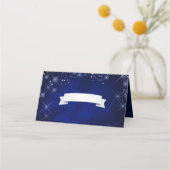 Starry Night Silver Blue Wedding Platzkarte (Vorderseite)