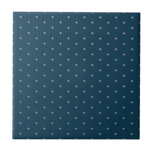 Starry Night Silver Stars Blau Fliese (Vorderseite)