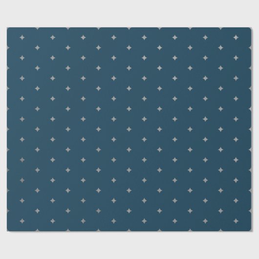 Starry Night Silver Stars blaues Wrapping Paper Geschenkpapier (Flach)
