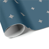 Starry Night Silver Stars blaues Wrapping Paper Geschenkpapier (Rolleneckpunkt)