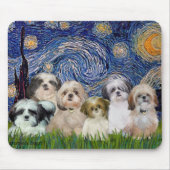 Starry Night - Six Shih Tzus Mousepad (Vorne)